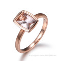 6x8mm Emerald Cut Morganite Engagement Ring 14k Rose gold Solitaire Ring Filigree Leaf band